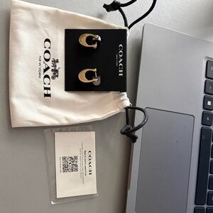 Coach Gold-Tone Logo Earrings